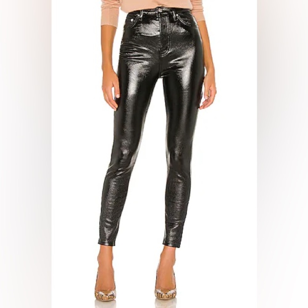 We the Free People Phoenix Liquid Black Faux Leather Jeans